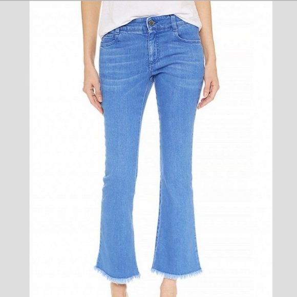 Stella McCartney Denim - Stella McCartney Cropped Frayed Flare Jeans